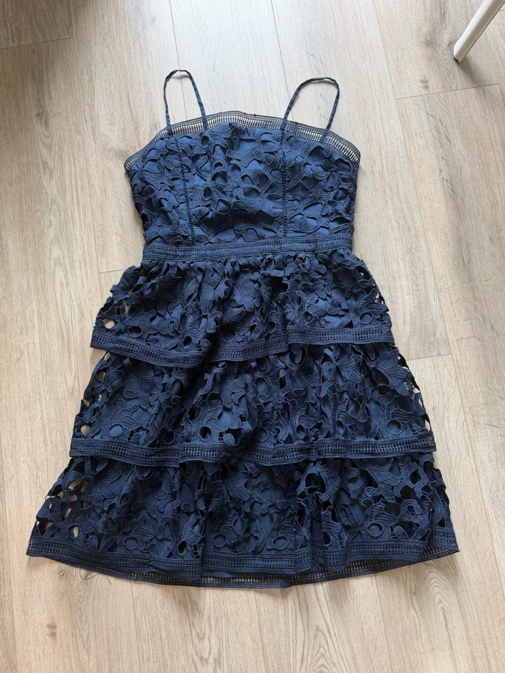 Chi Chi London Navy Satin Dress Label Detail
